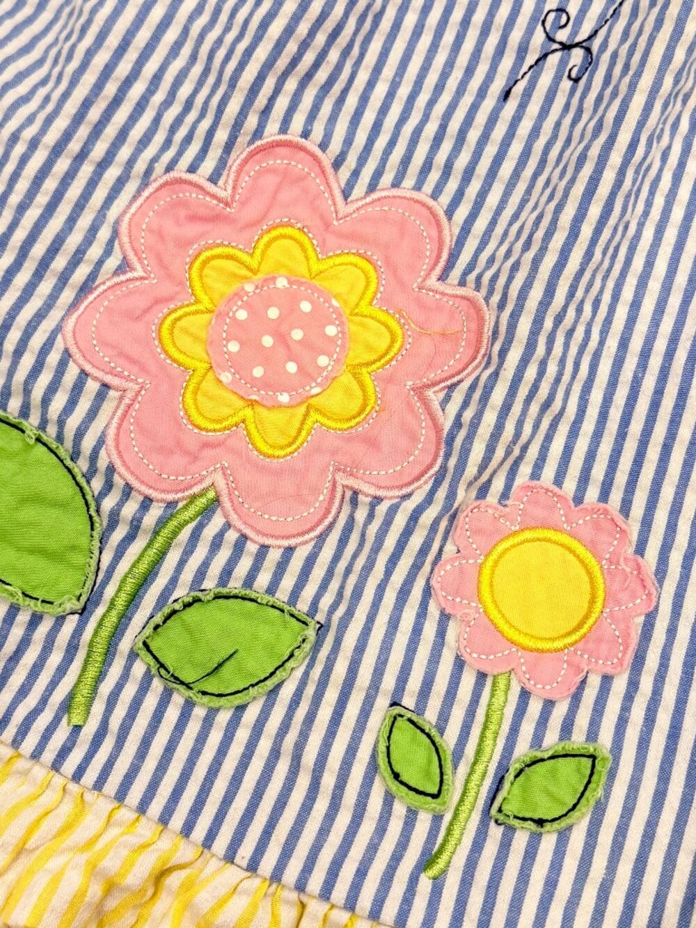 Blueberi Boulevard Girls Size 4T Seersucker Applique Sundress - Picture 8 of 10